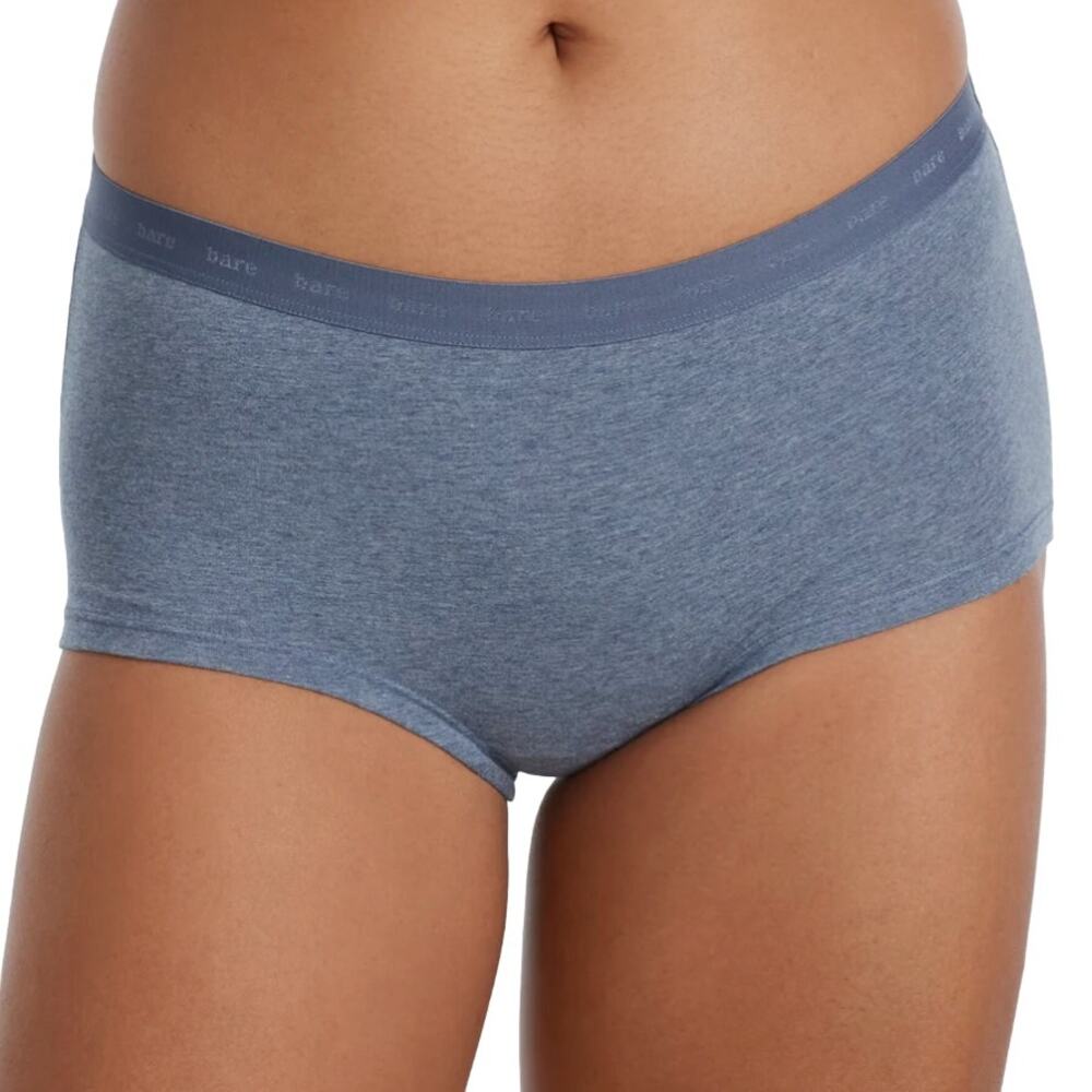 Bare Women's The Easy Everyday Cotton Boyshort in Blue Heather, Size XL